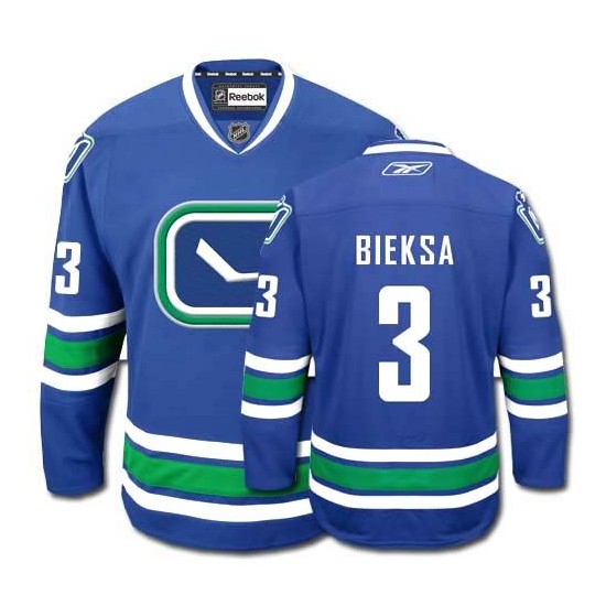 Vancouver Canucks Kevin Bieksa hockey jersey Mens Large Blue Reebok Nhl