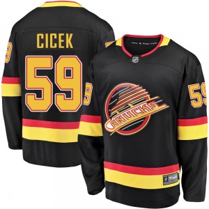 Youth Nick Cicek Vancouver Canucks Fanatics Branded Premier Black Breakaway 2019/20 Flying Skate Jersey