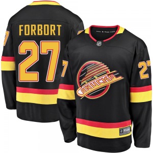 Youth Derek Forbort Vancouver Canucks Fanatics Branded Premier Black Breakaway 2019/20 Flying Skate Jersey