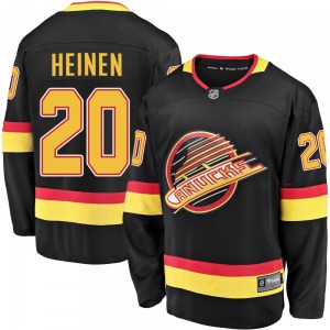 Youth Danton Heinen Vancouver Canucks Fanatics Branded Premier Black Breakaway 2019/20 Flying Skate Jersey