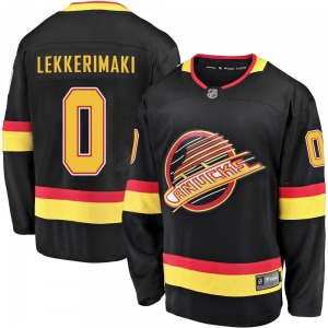 Youth Jonathan Lekkerimaki Vancouver Canucks Fanatics Branded Premier Black Breakaway 2019/20 Flying Skate Jersey