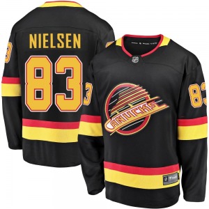 Youth Tristen Nielsen Vancouver Canucks Fanatics Branded Premier Black Breakaway 2019/20 Flying Skate Jersey