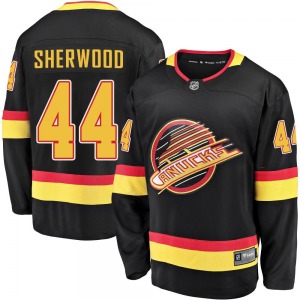 Youth Kiefer Sherwood Vancouver Canucks Fanatics Branded Premier Black Breakaway 2019/20 Flying Skate Jersey