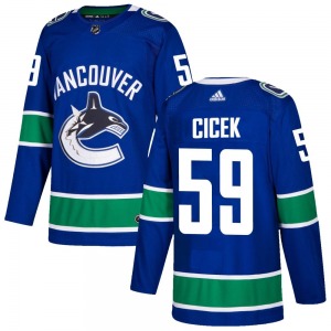 Nick Cicek Vancouver Canucks Adidas Authentic Blue Home Jersey