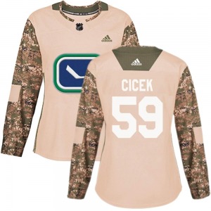 Women's Nick Cicek Vancouver Canucks Adidas Authentic Camo Veterans Day Practice Jersey