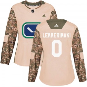 Women's Jonathan Lekkerimaki Vancouver Canucks Adidas Authentic Camo Veterans Day Practice Jersey