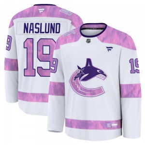 Markus Naslund Vancouver Canucks Fanatics Premium White 2024 Hockey Fights Cancer Practice Jersey