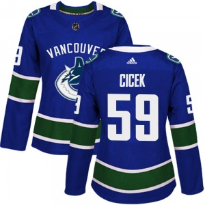 Women's Nick Cicek Vancouver Canucks Adidas Authentic Blue Home Jersey