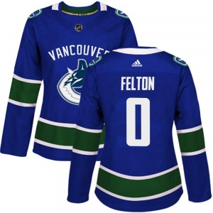 Women's Christian Felton Vancouver Canucks Adidas Authentic Blue Home Jersey