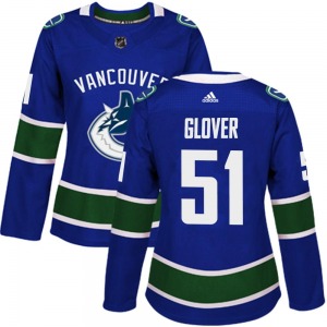 Women's Ty Glover Vancouver Canucks Adidas Authentic Blue Home Jersey