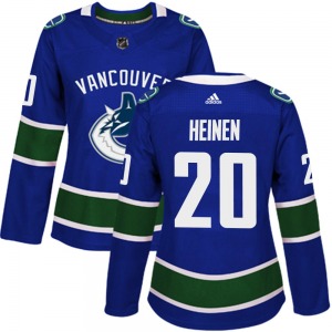 Women's Danton Heinen Vancouver Canucks Adidas Authentic Blue Home Jersey