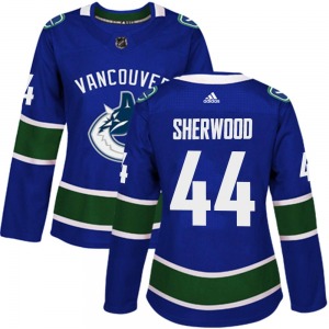 Women's Kiefer Sherwood Vancouver Canucks Adidas Authentic Blue Home Jersey