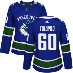 Women's Nikita Tolopilo Vancouver Canucks Adidas Authentic Blue Home Jersey