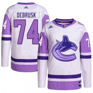 Youth Jake DeBrusk Vancouver Canucks Adidas Authentic White/Purple Hockey Fights Cancer Primegreen Jersey