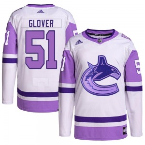 Youth Ty Glover Vancouver Canucks Adidas Authentic White/Purple Hockey Fights Cancer Primegreen Jersey