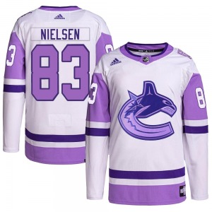 Youth Tristen Nielsen Vancouver Canucks Adidas Authentic White/Purple Hockey Fights Cancer Primegreen Jersey