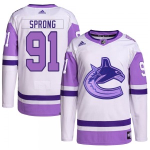 Youth Daniel Sprong Vancouver Canucks Adidas Authentic White/Purple Hockey Fights Cancer Primegreen Jersey