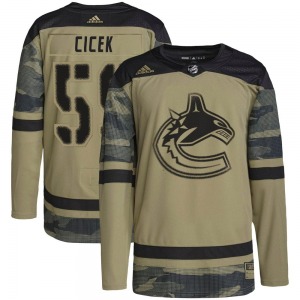 Nick Cicek Vancouver Canucks Adidas Authentic Camo Military Appreciation Practice Jersey