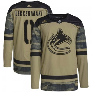 Jonathan Lekkerimaki Vancouver Canucks Adidas Authentic Camo Military Appreciation Practice Jersey