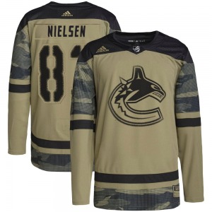 Tristen Nielsen Vancouver Canucks Adidas Authentic Camo Military Appreciation Practice Jersey