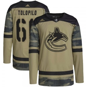 Nikita Tolopilo Vancouver Canucks Adidas Authentic Camo Military Appreciation Practice Jersey