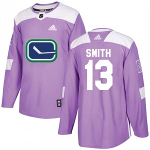 Youth Nathan Smith Vancouver Canucks Adidas Authentic Purple Fights Cancer Practice Jersey