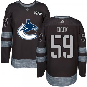 Youth Nick Cicek Vancouver Canucks Authentic Black 1917-2017 100th Anniversary Jersey