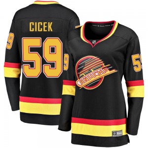 Women's Nick Cicek Vancouver Canucks Fanatics Branded Premier Black Breakaway 2019/20 Flying Skate Jersey