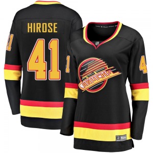 Women's Akito Hirose Vancouver Canucks Fanatics Branded Premier Black Breakaway 2019/20 Flying Skate Jersey