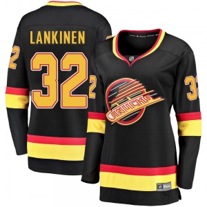 Women's Kevin Lankinen Vancouver Canucks Fanatics Branded Premier Black Breakaway 2019/20 Flying Skate Jersey