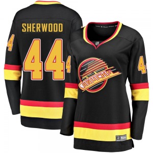 Women's Kiefer Sherwood Vancouver Canucks Fanatics Branded Premier Black Breakaway 2019/20 Flying Skate Jersey