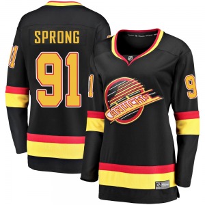 Women's Daniel Sprong Vancouver Canucks Fanatics Branded Premier Black Breakaway 2019/20 Flying Skate Jersey