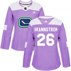 Women's Erik Brannstrom Vancouver Canucks Adidas Authentic Purple Fights Cancer Practice Jersey