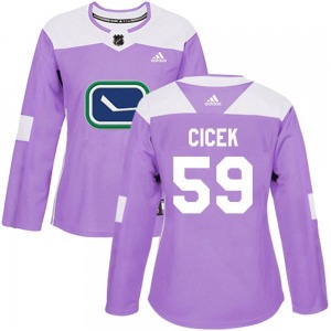 Women's Nick Cicek Vancouver Canucks Adidas Authentic Purple Fights Cancer Practice Jersey