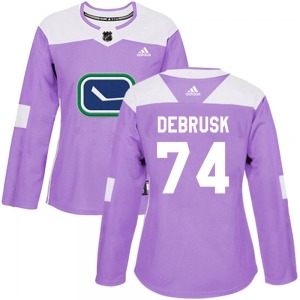 Women's Jake DeBrusk Vancouver Canucks Adidas Authentic Purple Fights Cancer Practice Jersey