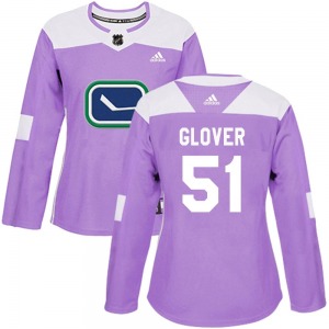 Women's Ty Glover Vancouver Canucks Adidas Authentic Purple Fights Cancer Practice Jersey