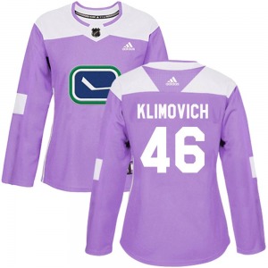 Women's Danila Klimovich Vancouver Canucks Adidas Authentic Purple Fights Cancer Practice Jersey