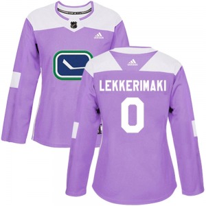 Women's Jonathan Lekkerimaki Vancouver Canucks Adidas Authentic Purple Fights Cancer Practice Jersey