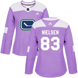 Women's Tristen Nielsen Vancouver Canucks Adidas Authentic Purple Fights Cancer Practice Jersey