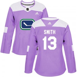 Women's Nathan Smith Vancouver Canucks Adidas Authentic Purple Fights Cancer Practice Jersey