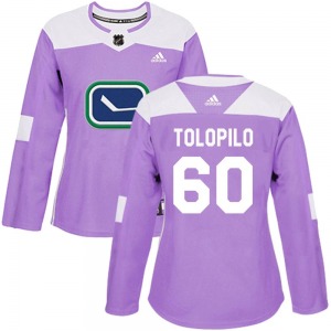 Women's Nikita Tolopilo Vancouver Canucks Adidas Authentic Purple Fights Cancer Practice Jersey